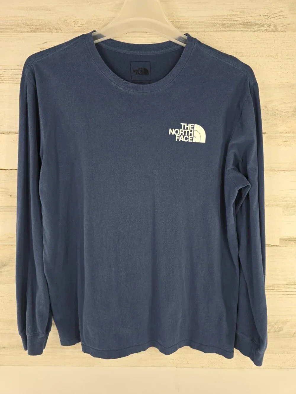 The North Face Blue long sleeve T-Shirt MEN'S SIZE LARGE COTTON -AS-IS- *STAINS*